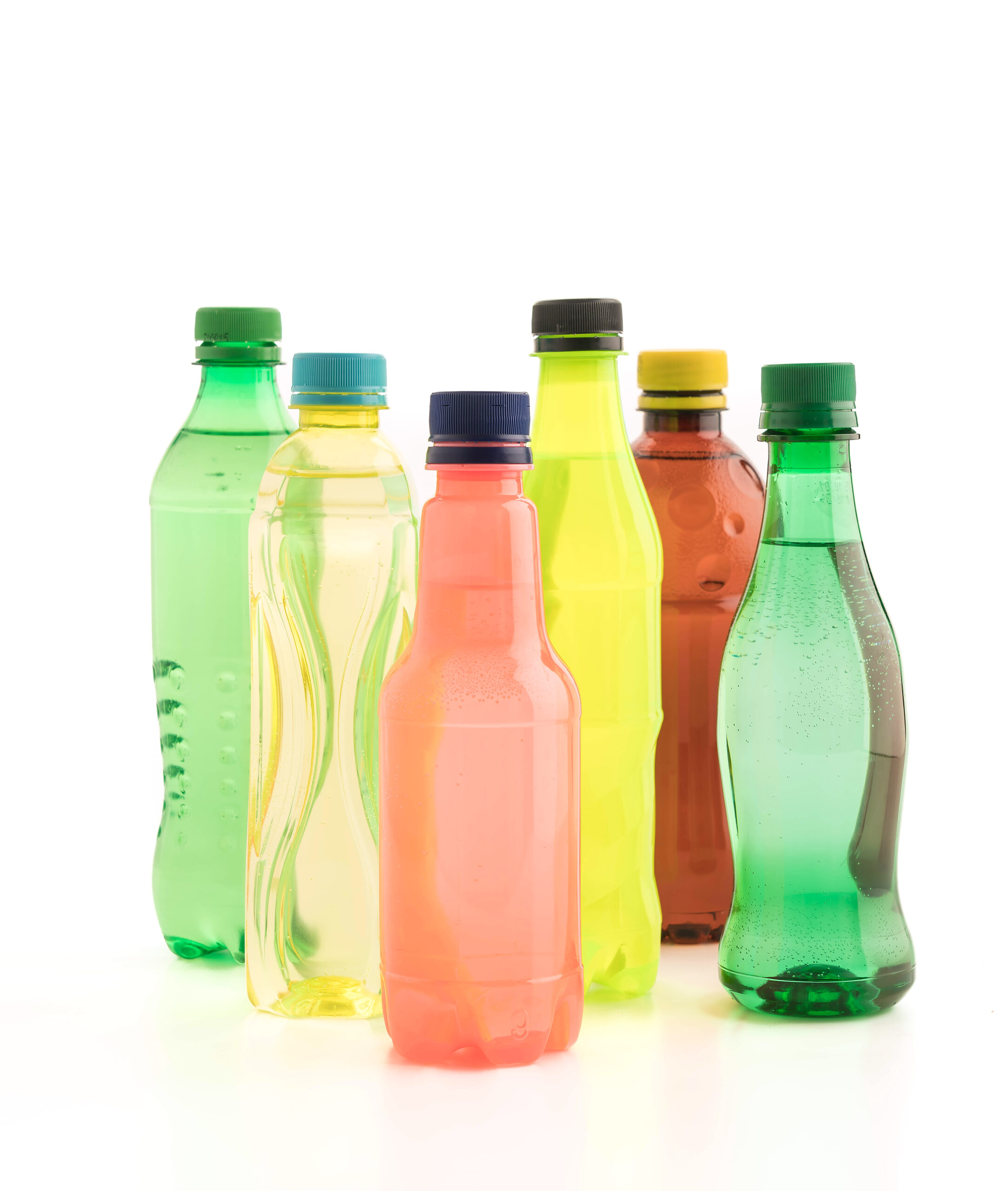 Bottles with soft drink onwhite background